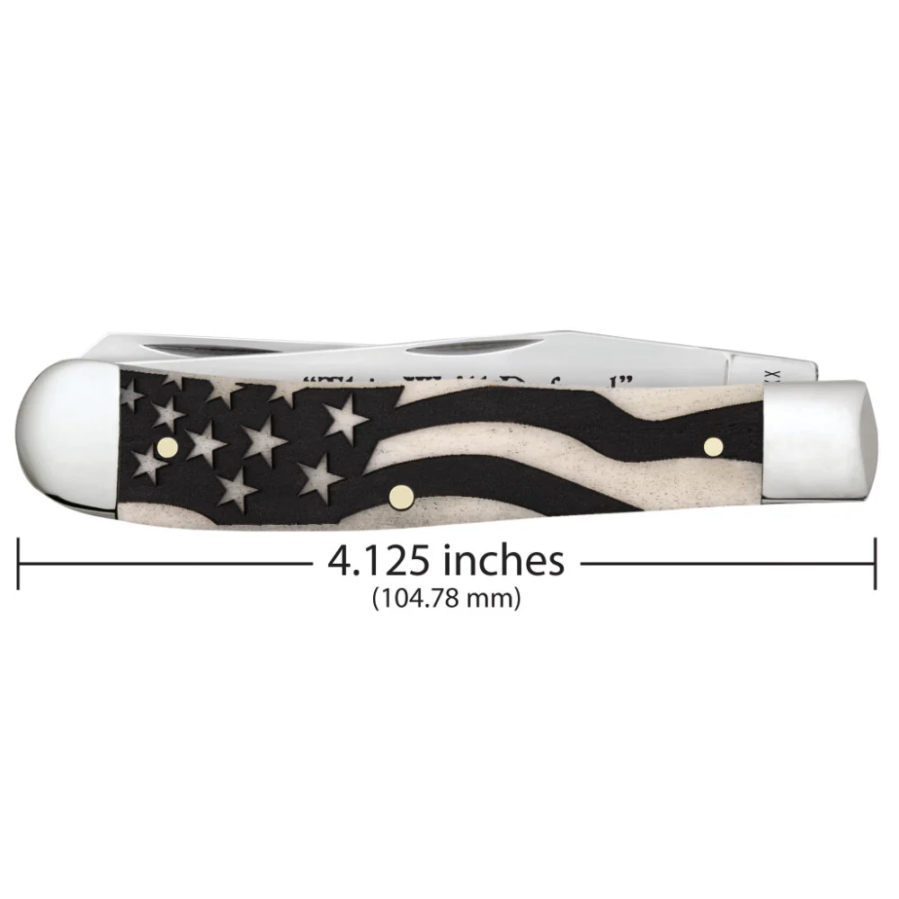 Case US Army Trapper American Flag Natural Bone Pocket Knife - Image 3