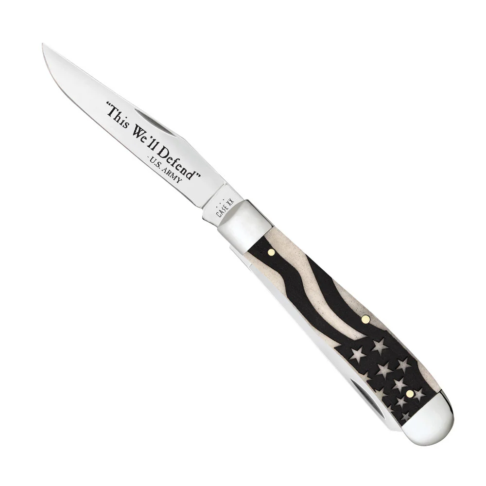 Case US Army Trapper American Flag Natural Bone Pocket Knife - Image 4