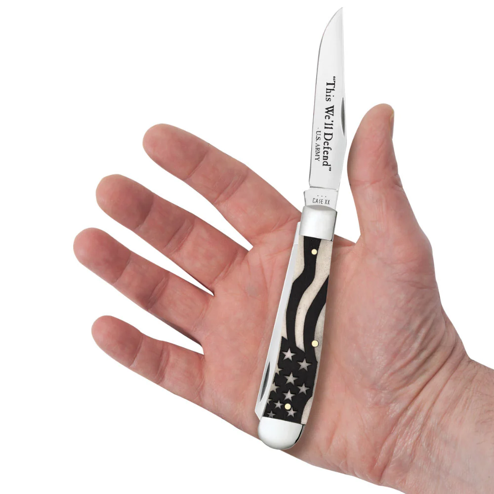 Case US Army Trapper American Flag Natural Bone Pocket Knife - Image 5