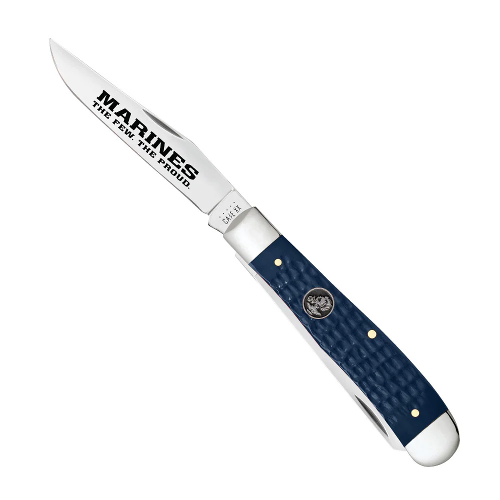 Case US Marine Corps Trapper Jigged Navy Blue Pocket Knife - Image 4