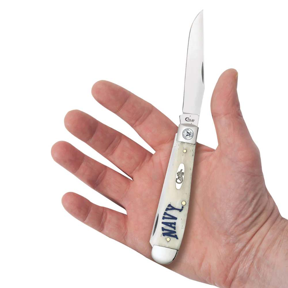 Case US Navy Trapper Natural Bone Pocket Knife - Image 5